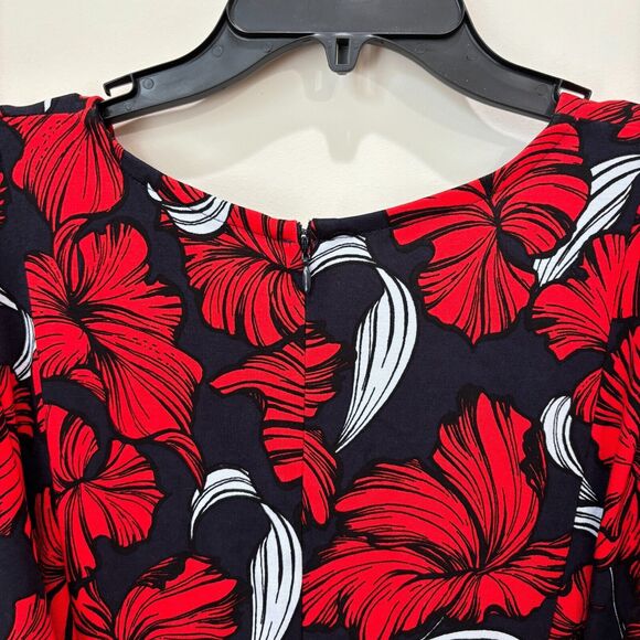 Lane Bryant Red Black Dress Plus Size 18 Floral Stretchy Romantic Whimsigoth NWT - Picture 8 of 10
